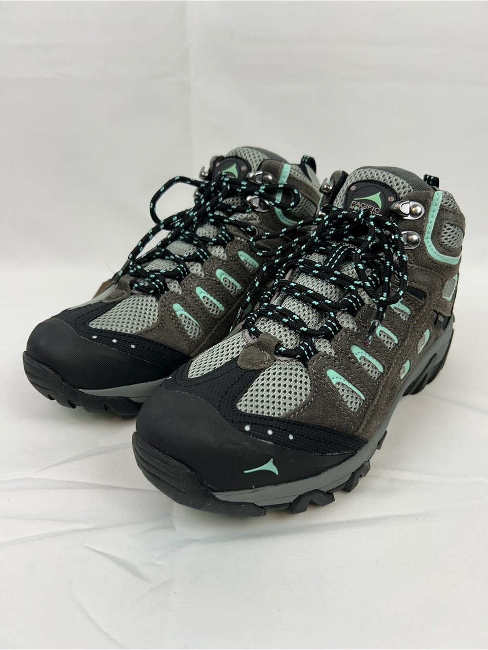 *NEW* Pacific Mountain Waterproof Leather Hiking Boots Women’s 8 Grey & Teal